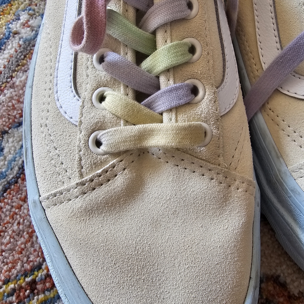 Vans Beige Sneakers with Multicolor Laces